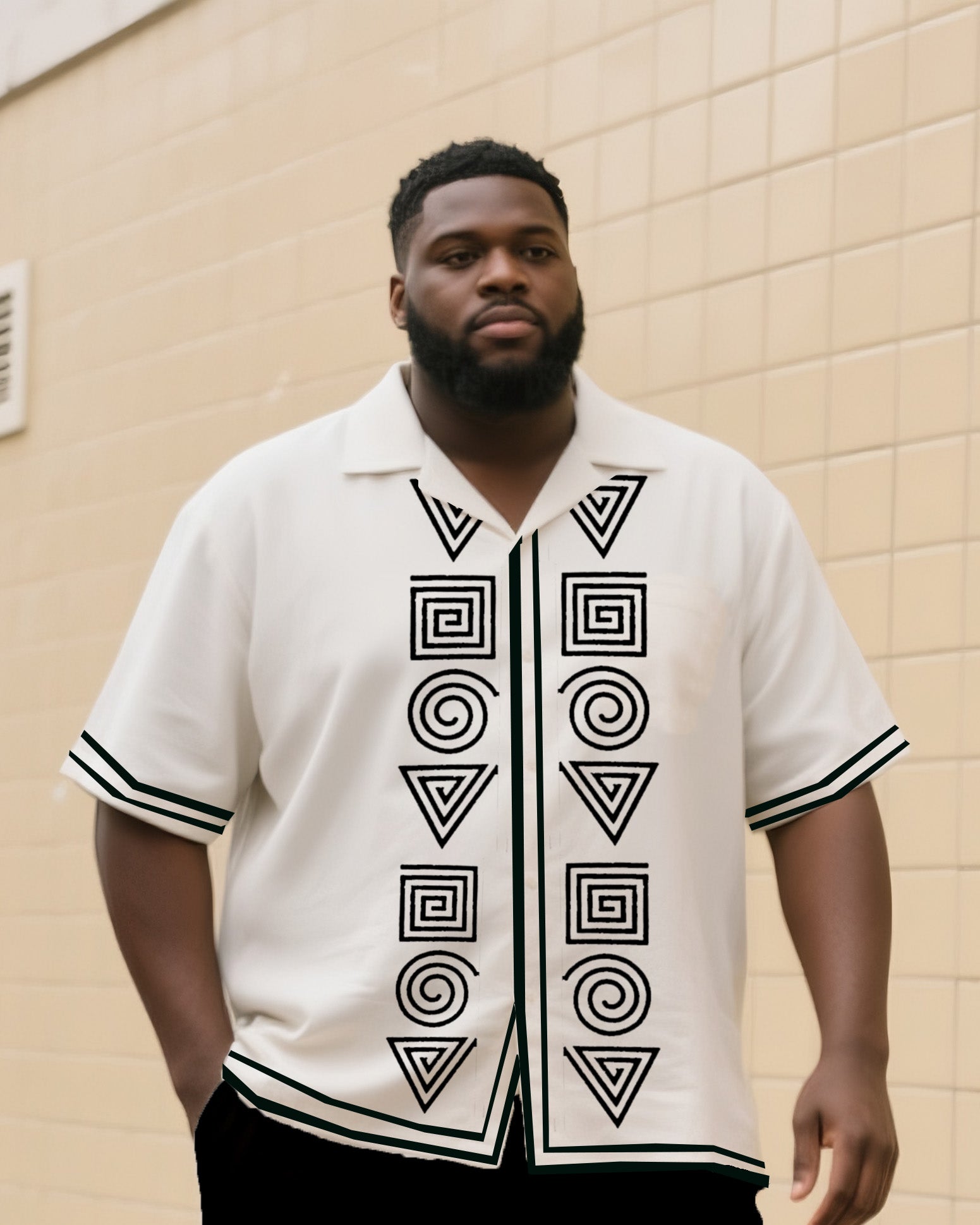 Big & Tall Graphic Vintage T-Shirt Shorts Set for big men view 2