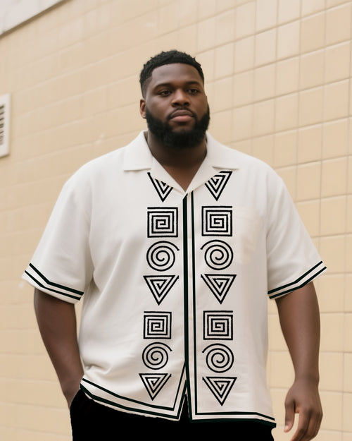 Big & Tall Graphic Vintage T-Shirt Shorts Set for big men view 2