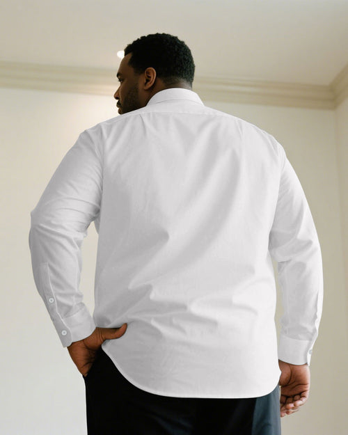 Big & Tall White Green Striped Long Sleeve Shirt for big men view 2