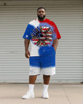 Big & Tall Gradient Graphic T-Shirt Shorts Set for big men view 1