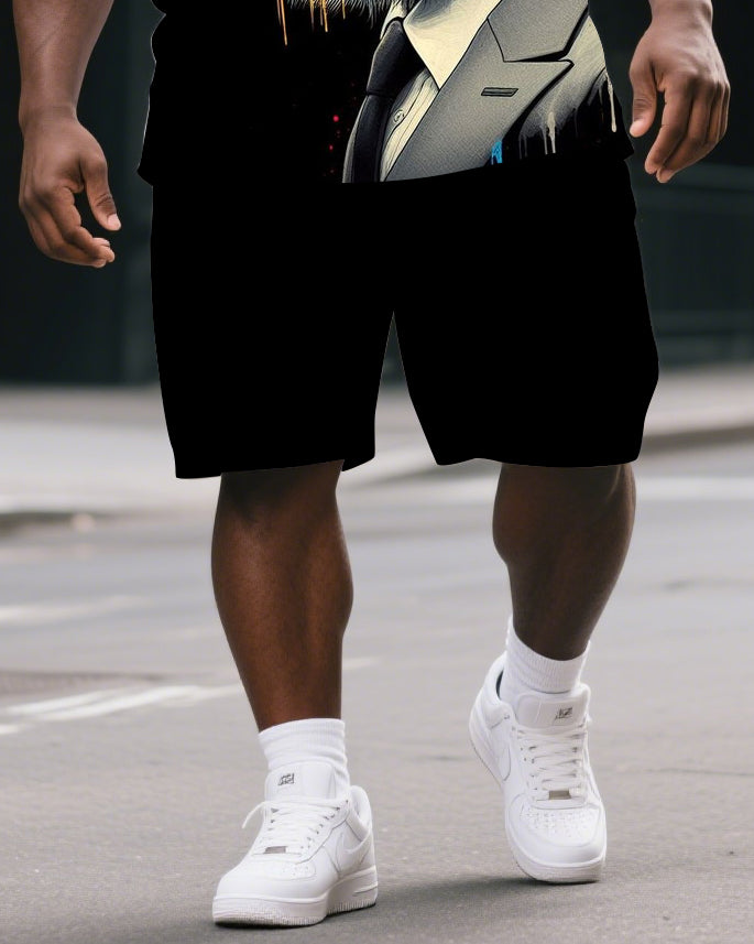 Big & Tall Graphic T-Shirt Shorts Set for big men view 3
