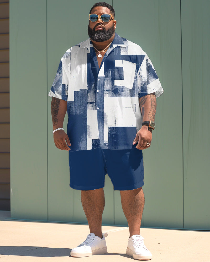 Big & Tall Colorblock T-Shirt Shorts Set for big men view 1