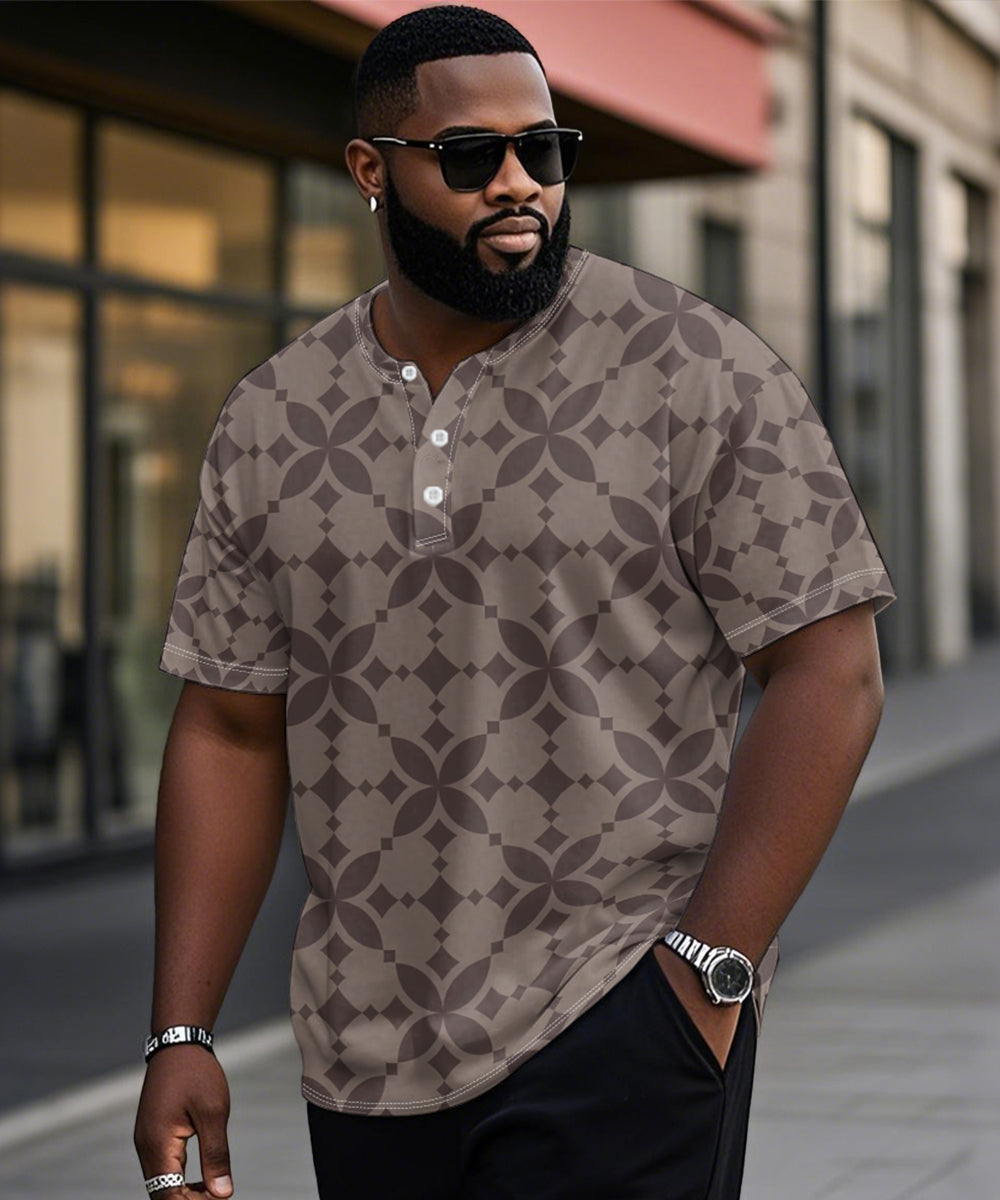 Big & Tall Brown Geometric Graphic T-Shirt for big men view 1