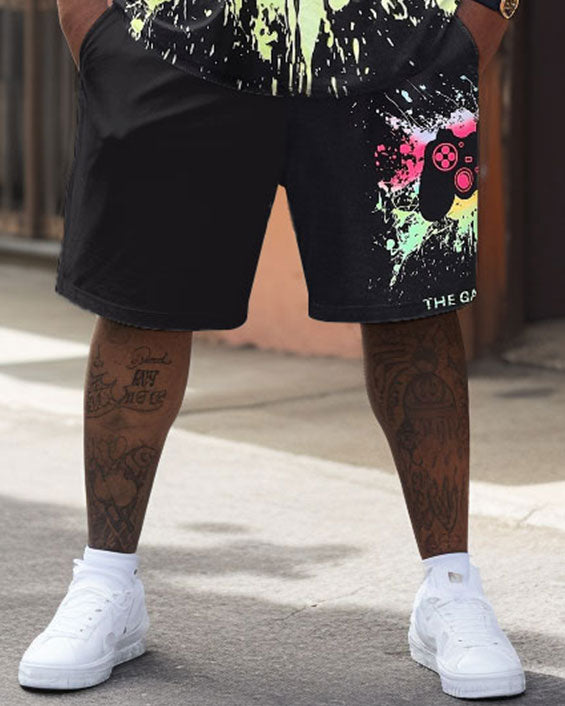 Big & Tall Graphic Streetwear T-Shirt Shorts Set for big men view 3