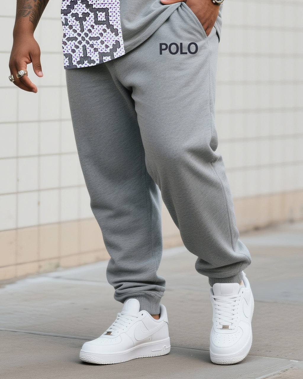 Big & Tall Striped Two-piece Set for big men view 3