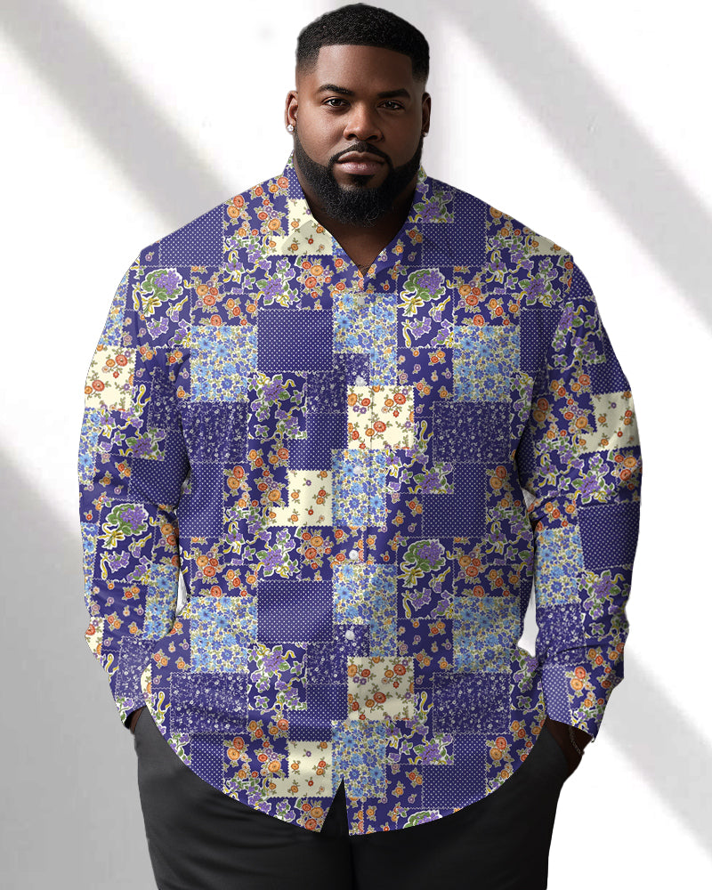 Big & Tall Floral Long Sleeve Shirt for big men
