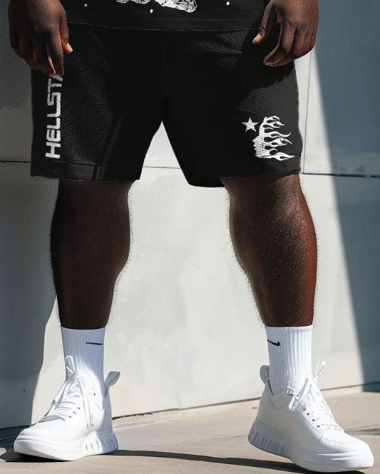 Big & Tall Graphic Skull T-Shirt Shorts Set for big men view 3