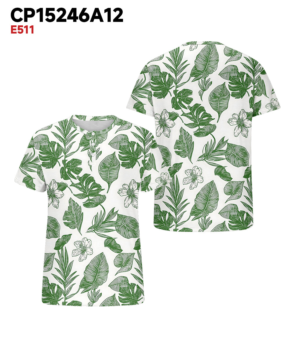 Big & Tall Green Hawaiian Graphic T-Shirt for big men view 3