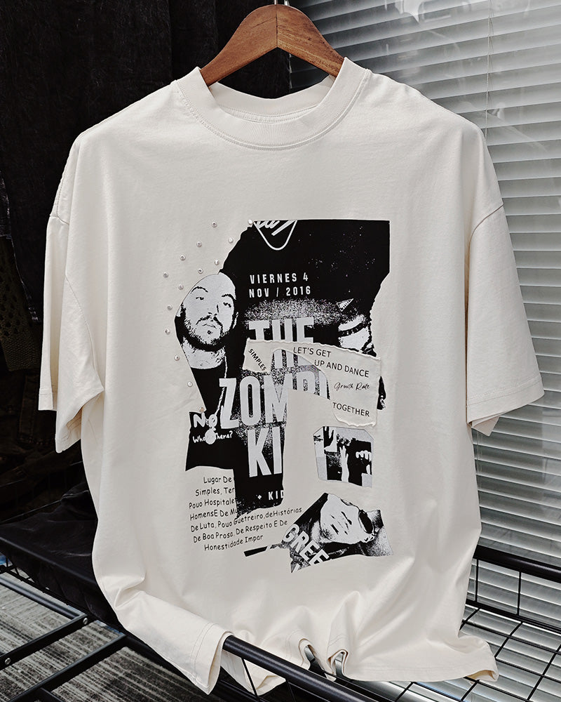 Big & Tall White Graphic Streetwear T-Shirt for big men view 1