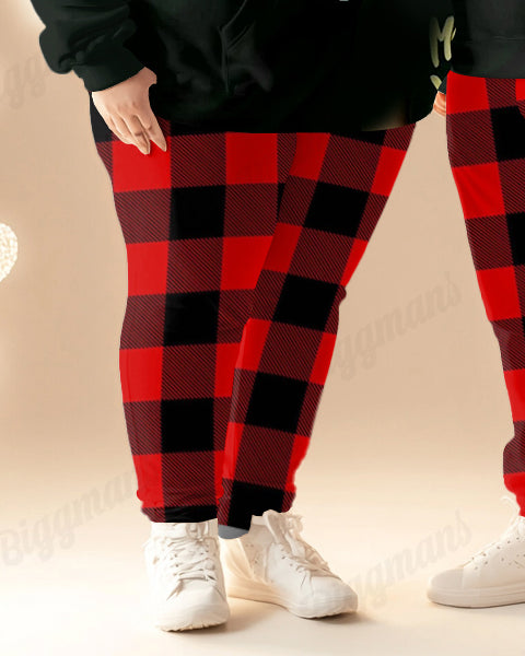 Big & Tall Plaid Hoodie Sweatpants Set for big men view 5