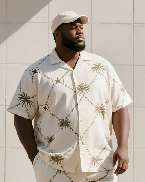 Big & Tall Tropical T-Shirt Shorts Set for big men view 2