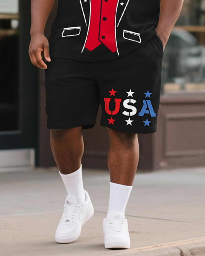 Big & Tall Graphic T-Shirt Shorts Set for big men view 3