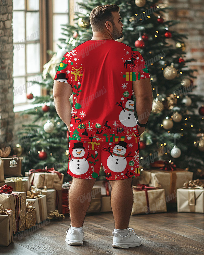 Big & Tall Red Graphic T-Shirt Shorts Set for big men view 2