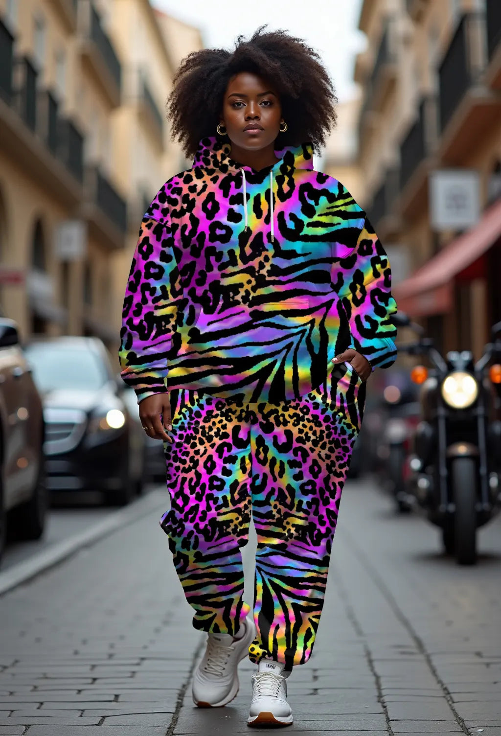 Big & Tall Graphic Graffiti Hoodie Sweatpants Set for big men view 2