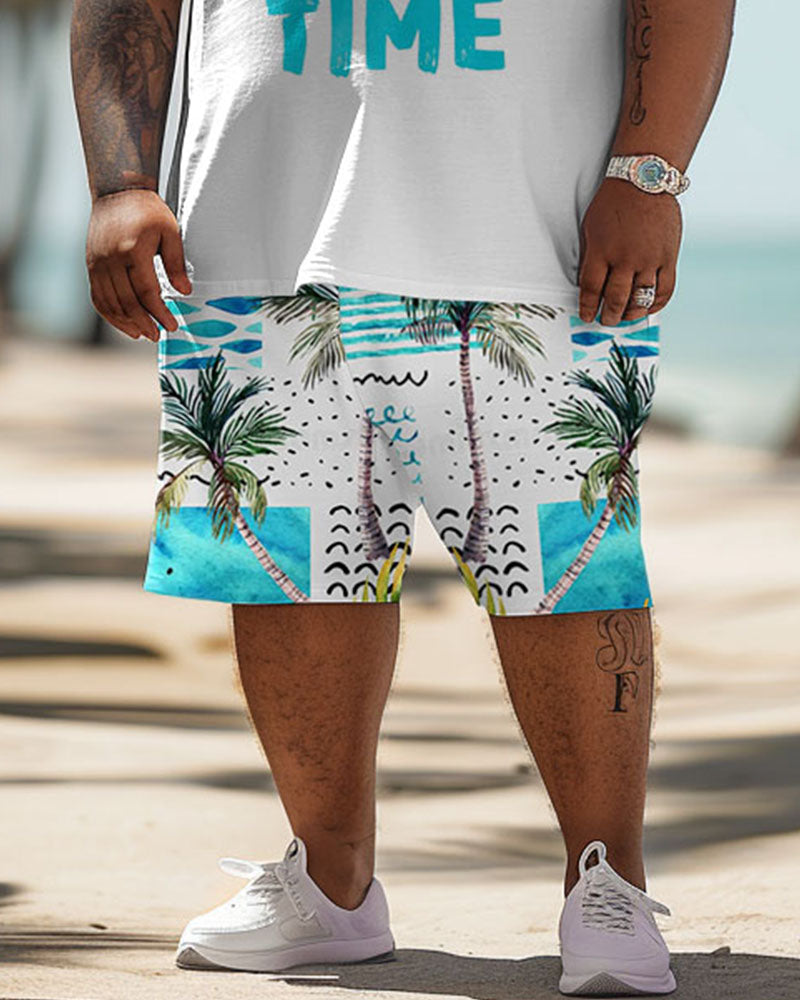 Big & Tall Hawaiian Graphic T-Shirt Shorts Set for big men view 4