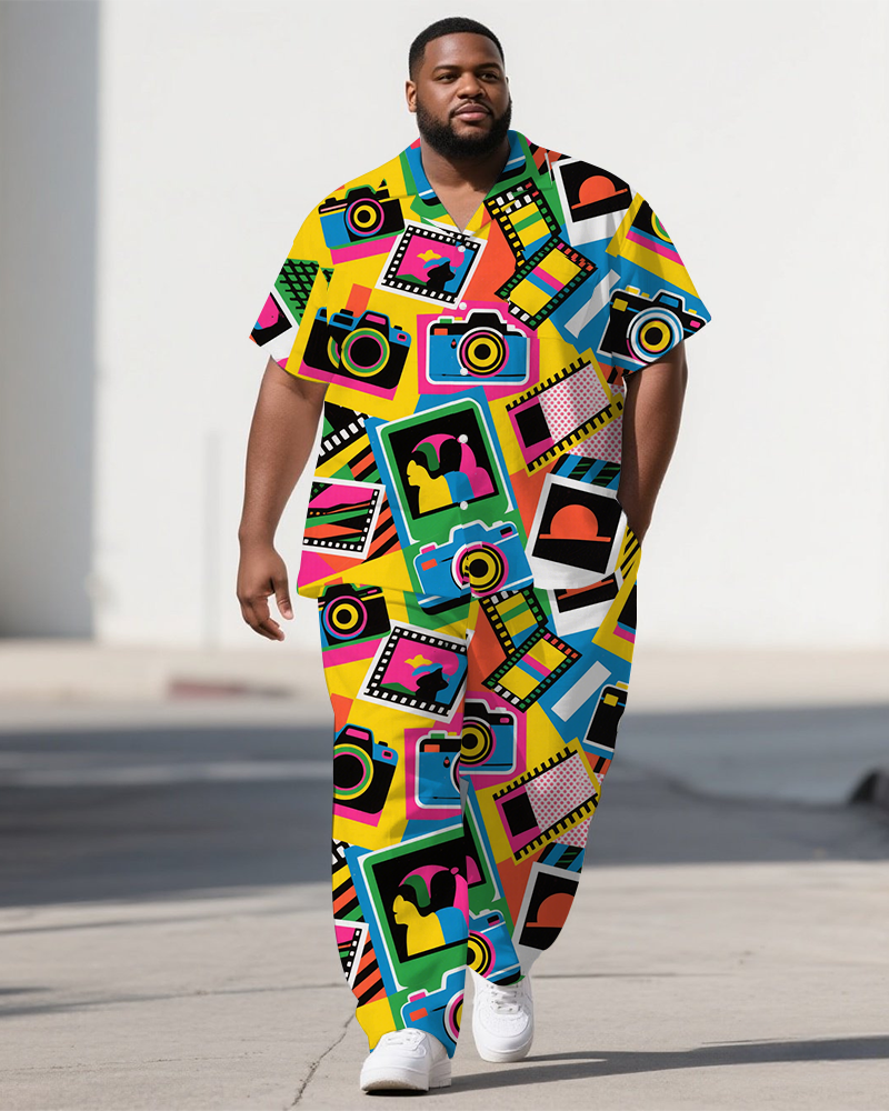Big & Tall Graffiti Streetwear T-Shirt Pants Set for big men view 1
