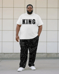 Big & Tall Black Graphic T-Shirt Pants Set for big men view 1