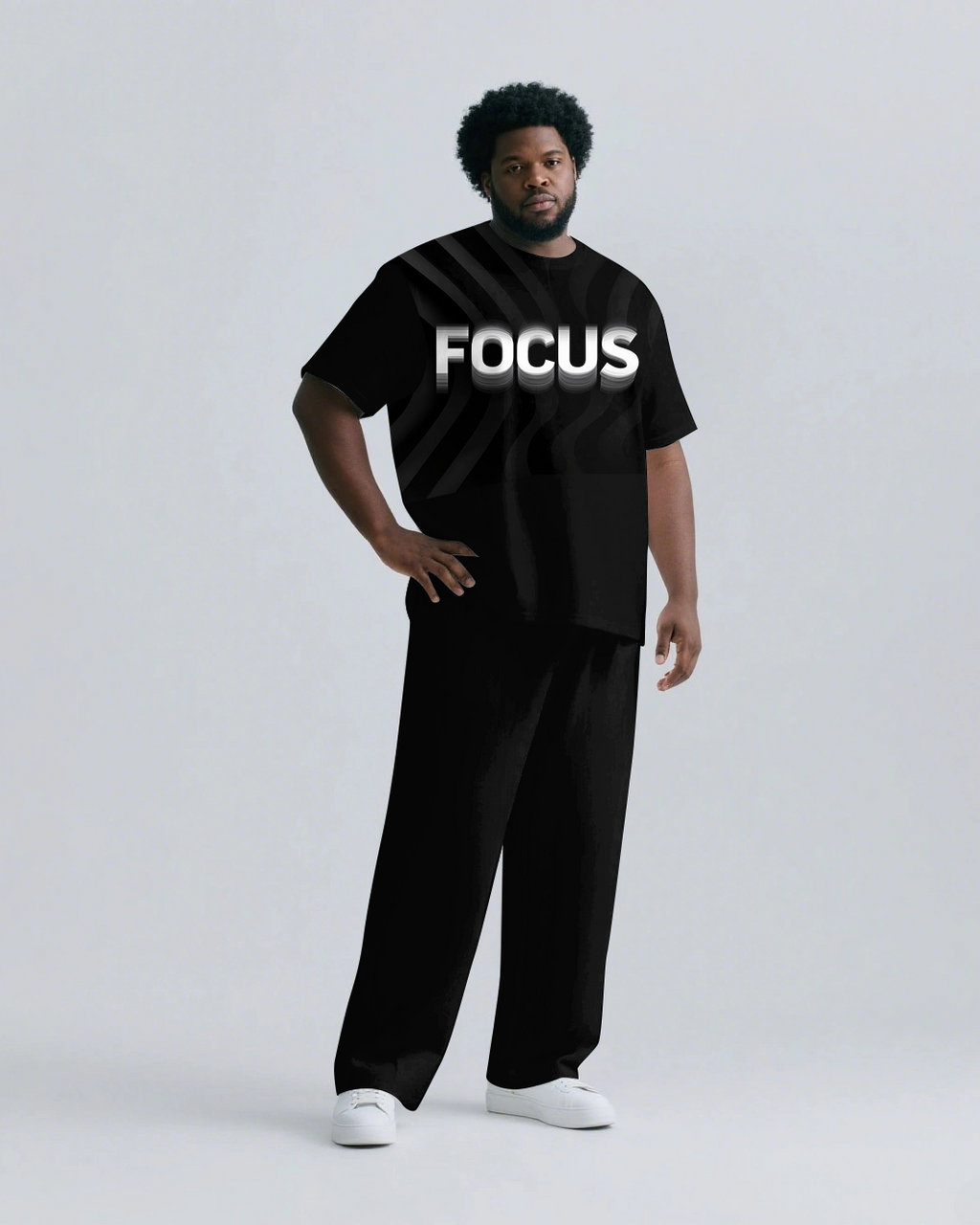 Big & Tall Streetwear T-Shirt Pants Set for big men view 2
