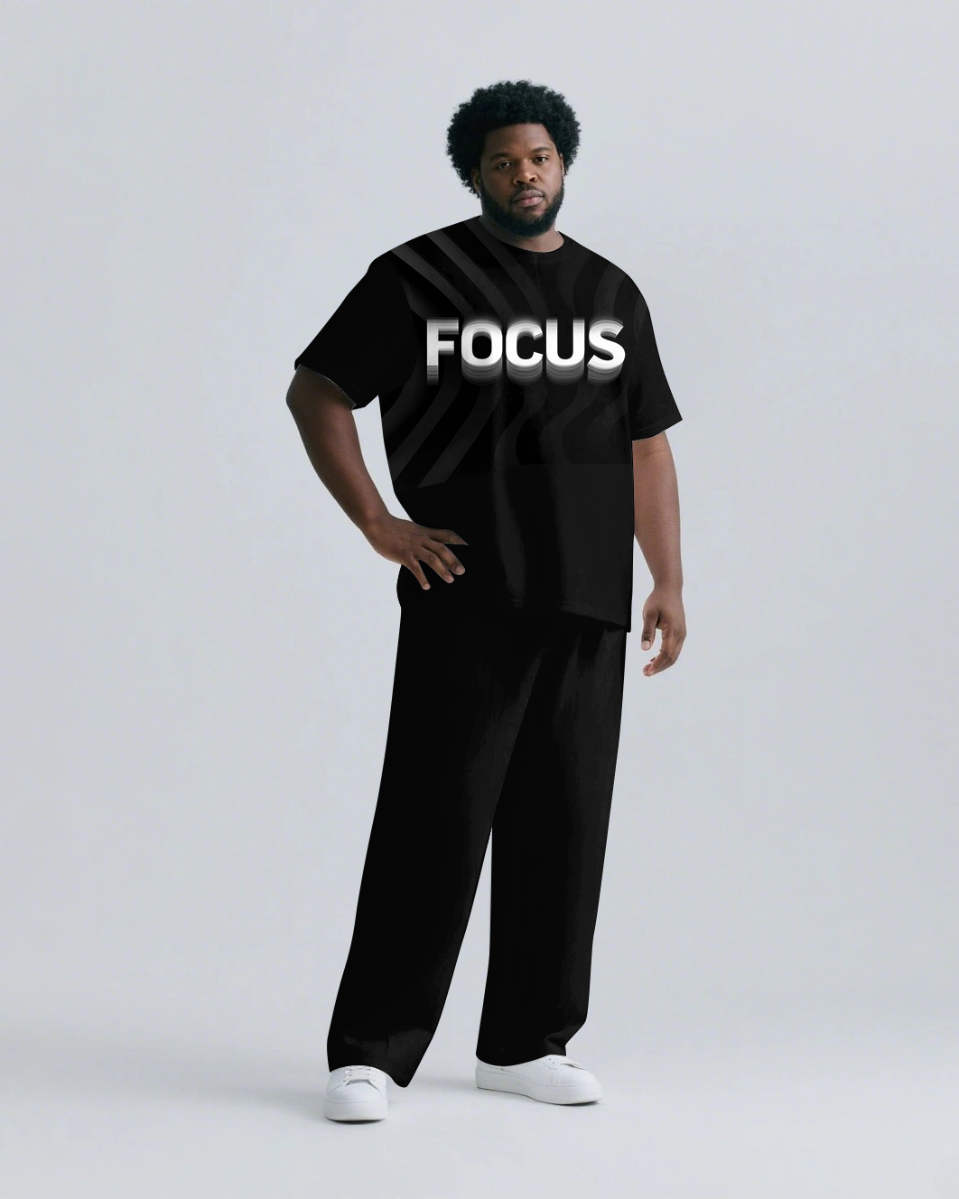 Big & Tall Streetwear T-Shirt Pants Set for big men view 2
