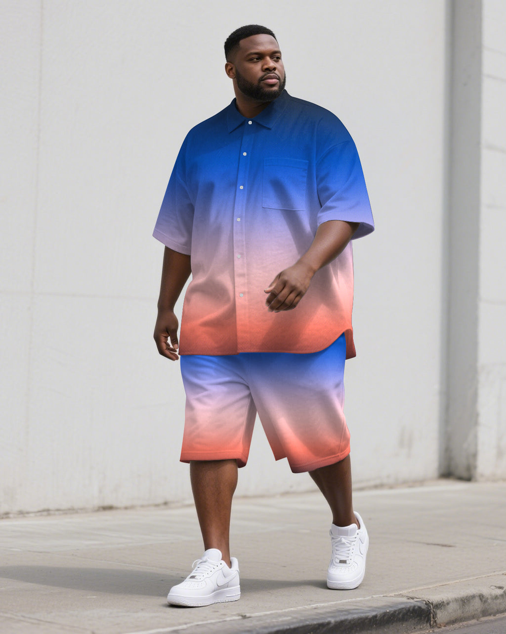 Big & Tall Gradient T-Shirt Shorts Set for big men view 2