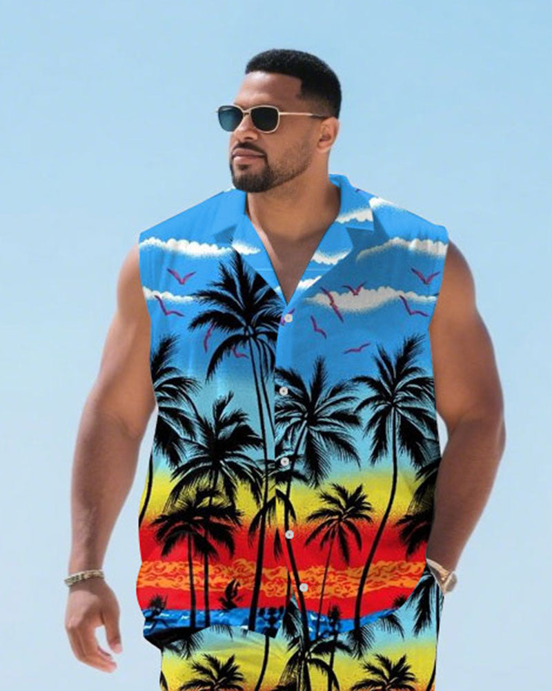 Big & Tall Hawaiian T-Shirt Shorts Set for big men view 2