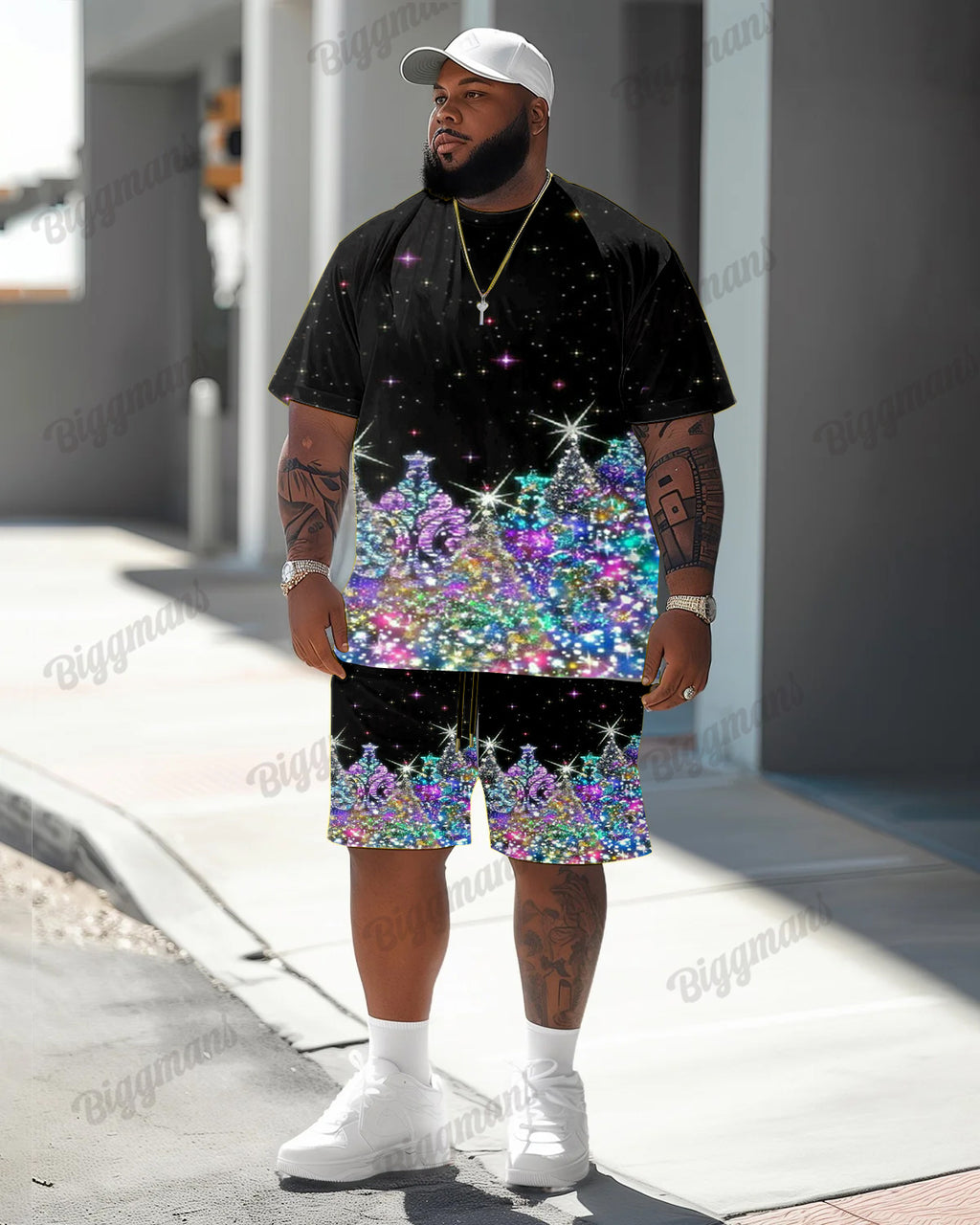 Big & Tall Graphic T-Shirt Shorts Set for big men view 1