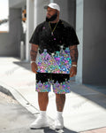Big & Tall Graphic T-Shirt Shorts Set for big men view 1