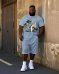 Big & Tall Hawaiian T-Shirt Shorts Set for big men view 1