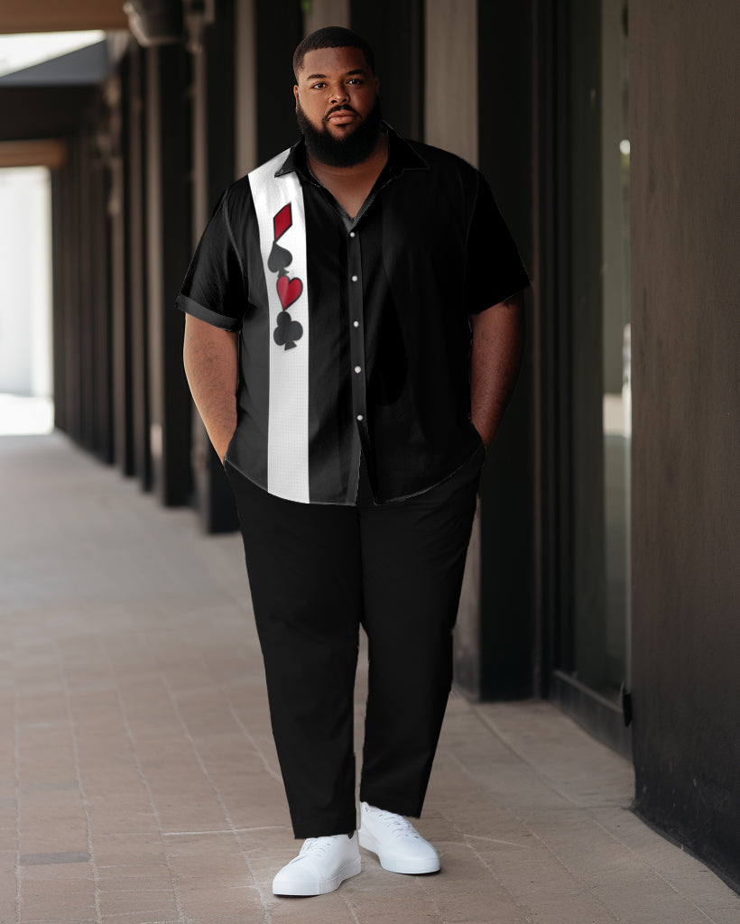 Big & Tall Colorblock Graphic T-Shirt Pants Set for big men view 1