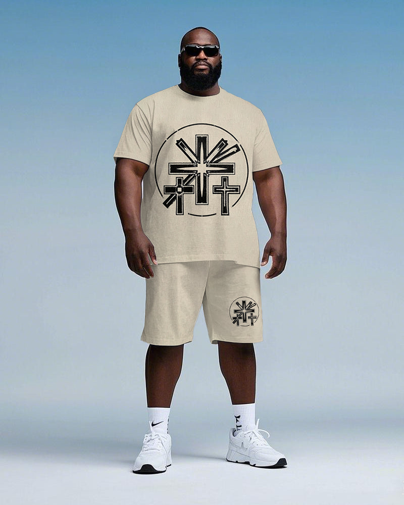Big & Tall Streetwear T-Shirt Shorts Set for big men view 1