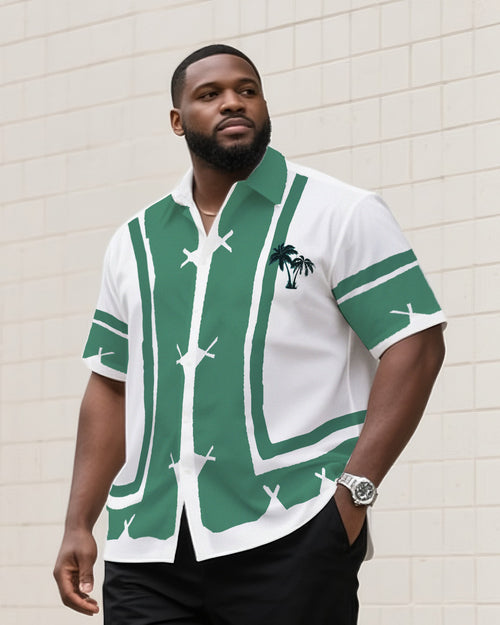 Big & Tall Hawaiian Graphic Shirt Shorts Set for big men view 2