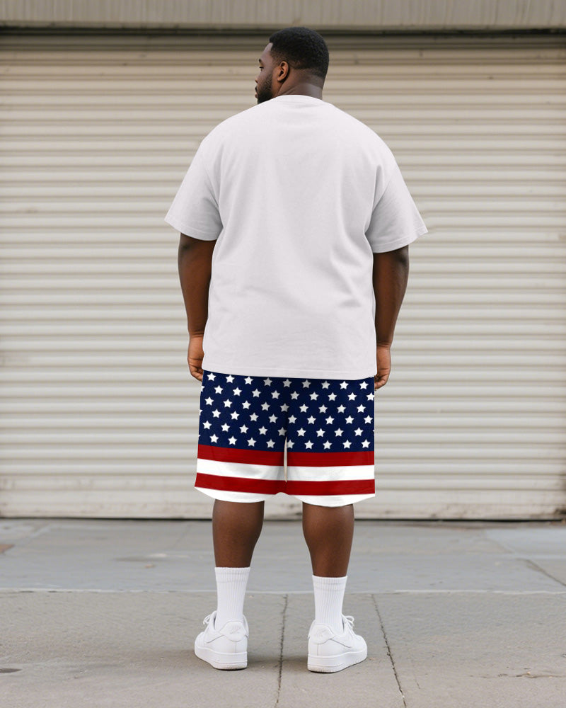 Big & Tall Graphic T-Shirt Shorts Set for big men view 4