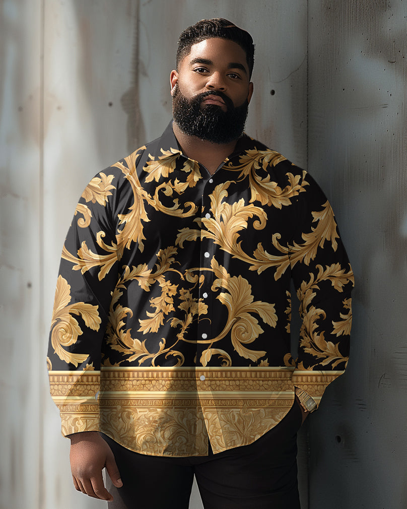 Big & Tall Floral Long Sleeve Shirt for big men