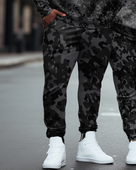Big & Tall Camouflage Hoodie Sweatpants Set for big men view 5