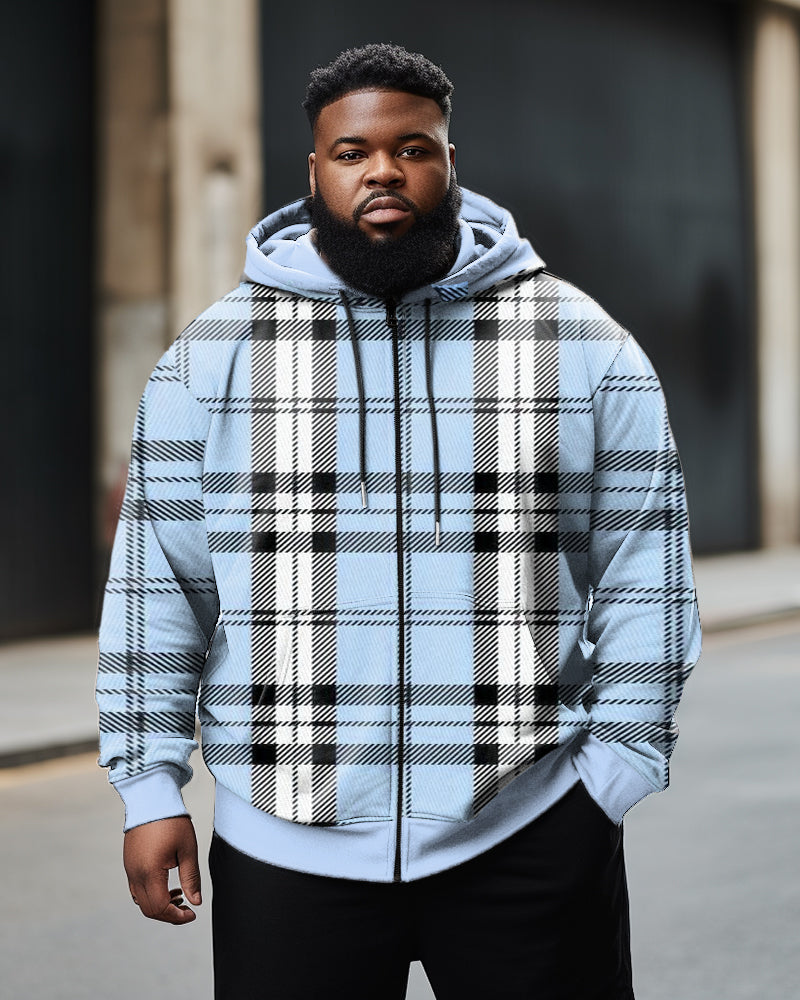 Big & Tall Blue Plaid Hoodie for big men view 1