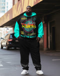 Big & Tall Graffiti Streetwear Hoodie Sweatpants Set for big men view 1