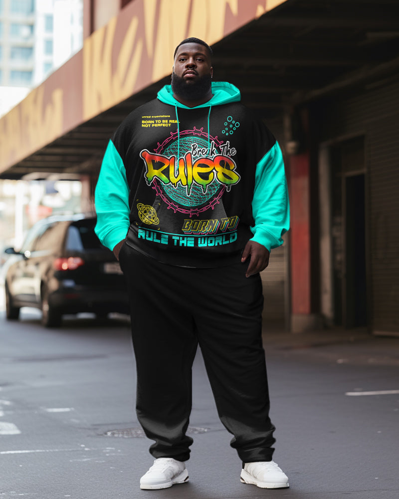 Big & Tall Graffiti Streetwear Hoodie Sweatpants Set for big men view 1