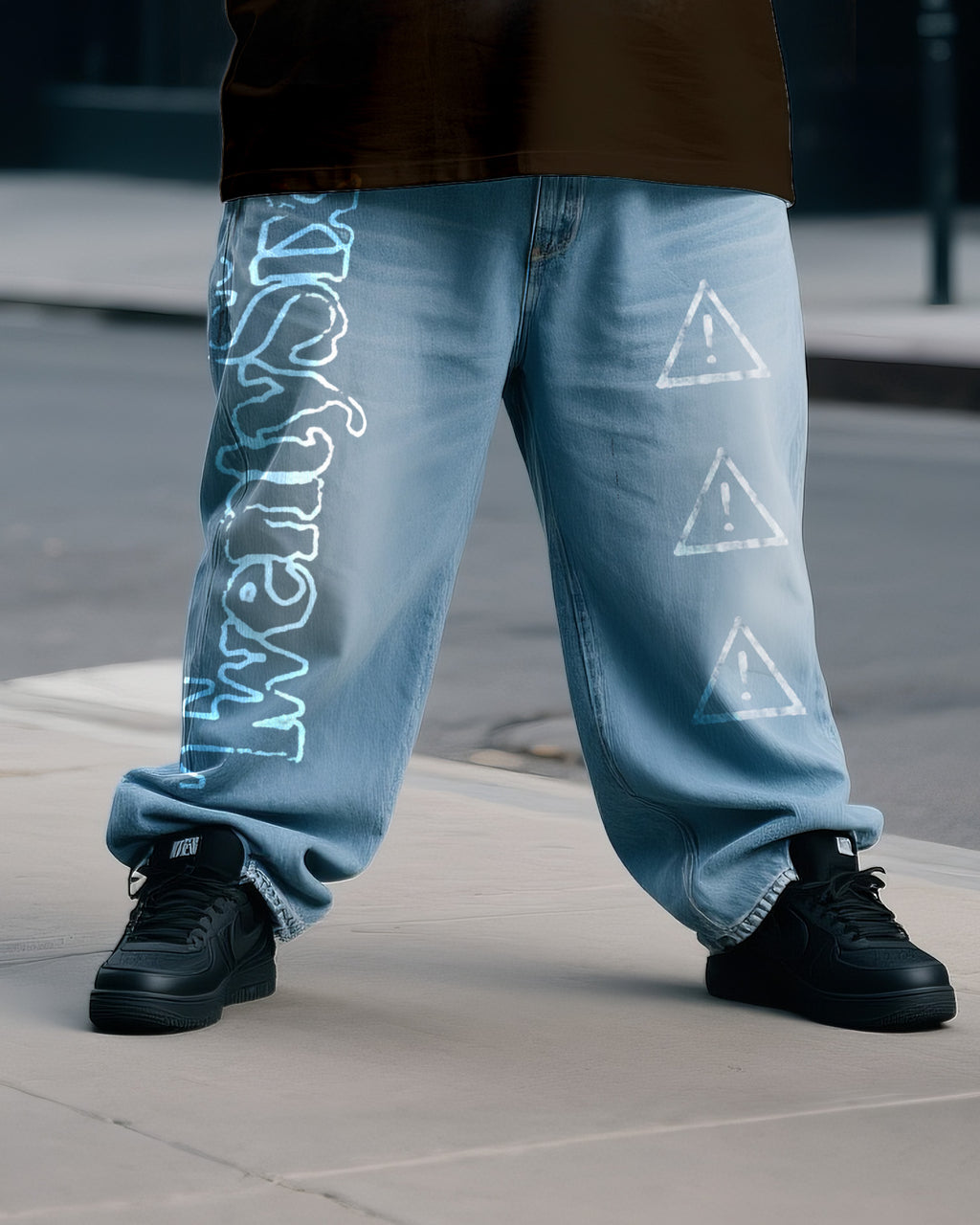 Big & Tall Denim Graphic T-Shirt Pants Set for big men view 3