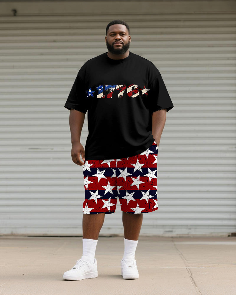 Big & Tall Graphic T-Shirt Shorts Set for big men view 1