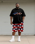 Big & Tall Graphic T-Shirt Shorts Set for big men view 1