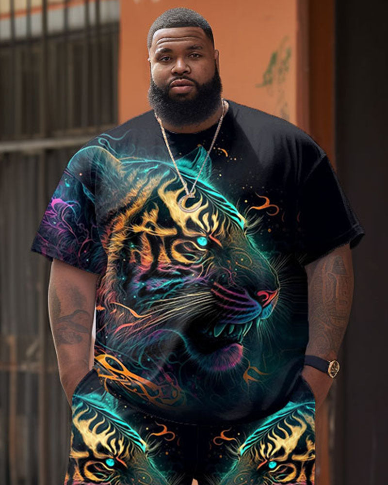 Big & Tall Graphic Streetwear T-Shirt Shorts Set for big men view 2