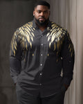 Big & Tall Geometric Plaid Long Sleeve Shirt for big men