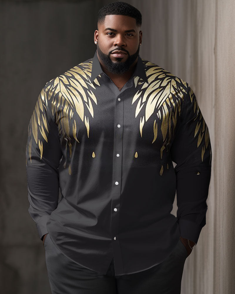 Big & Tall Geometric Plaid Long Sleeve Shirt for big men