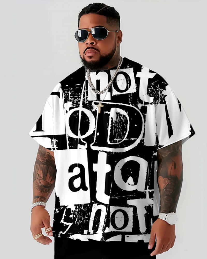 Big & Tall Graphic T-Shirt Shorts Set for big men view 2