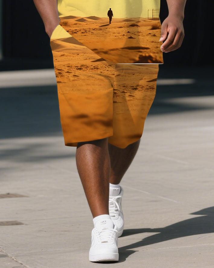 Big & Tall Graphic Graffiti Polo Shorts Set for big men view 3