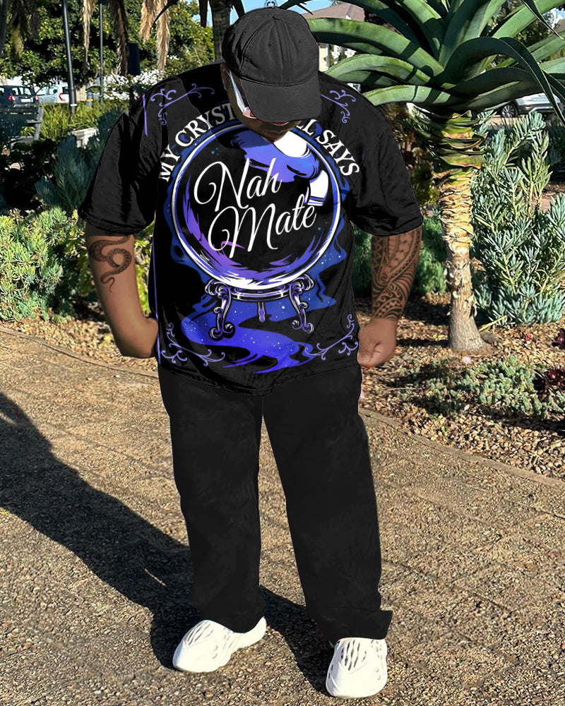 Big & Tall Gradient Graphic Streetwear Two-piece Set for big men