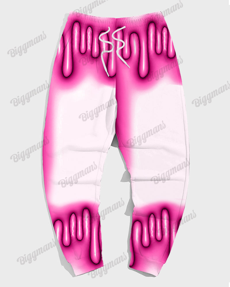 Big & Tall Pink Graphic Hoodie Sweatpants Set for big men view 3