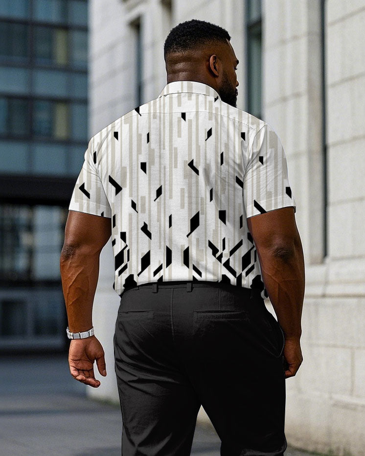 Big & Tall Gradient Geometric T-Shirt Pants Set for big men view 4