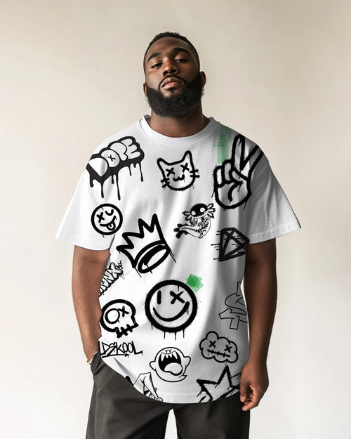 Big & Tall Graphic Graffiti Streetwear T-Shirt for big men