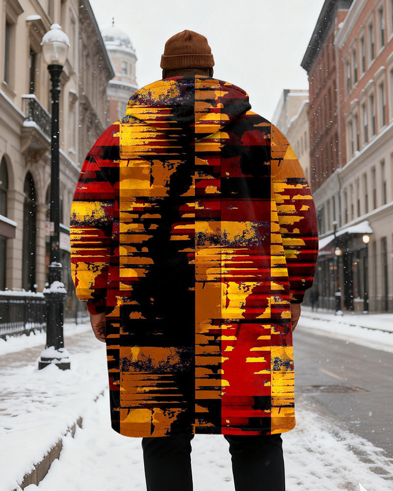 Big & Tall Red Yellow Geometric Hoodie for big men view 3